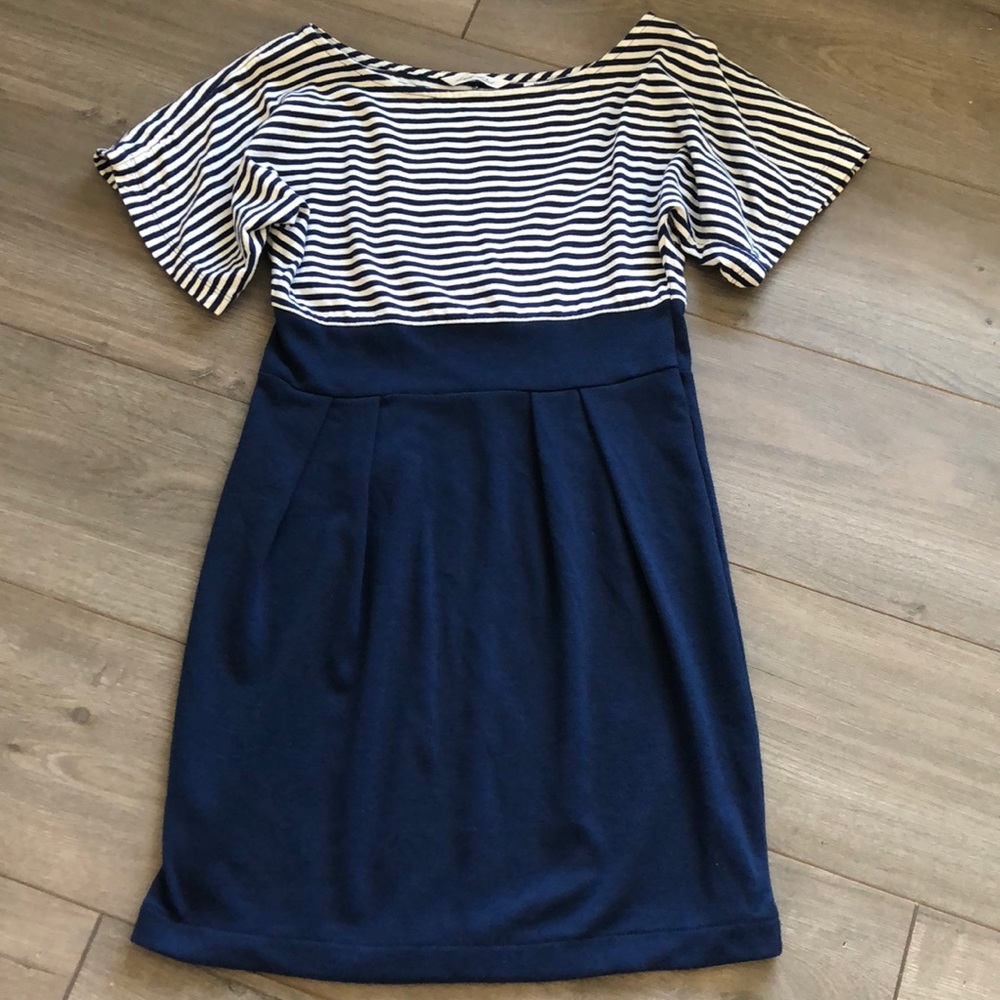 Derek Heart Navy and White Striped Dress